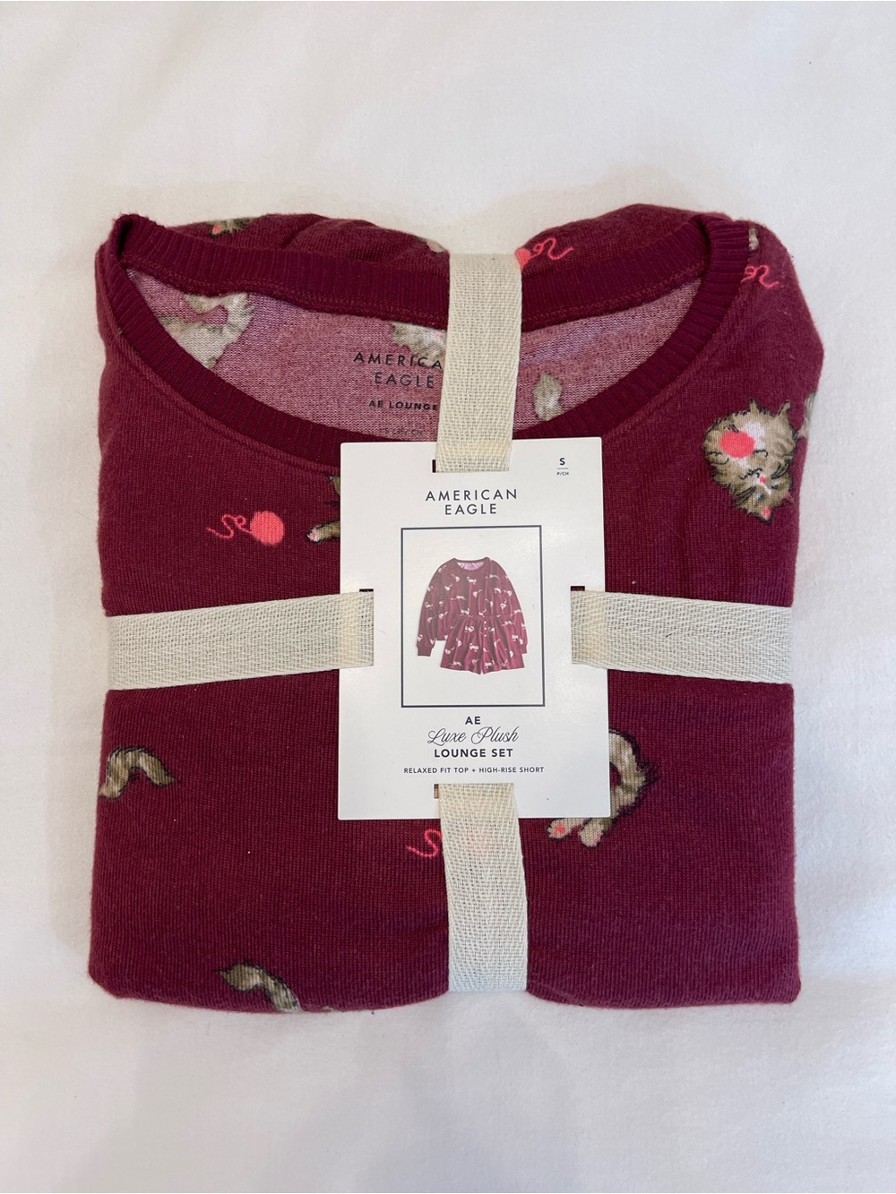 American Eagle Outfitters Burgundy Floral Plush Lounge Sweater Top